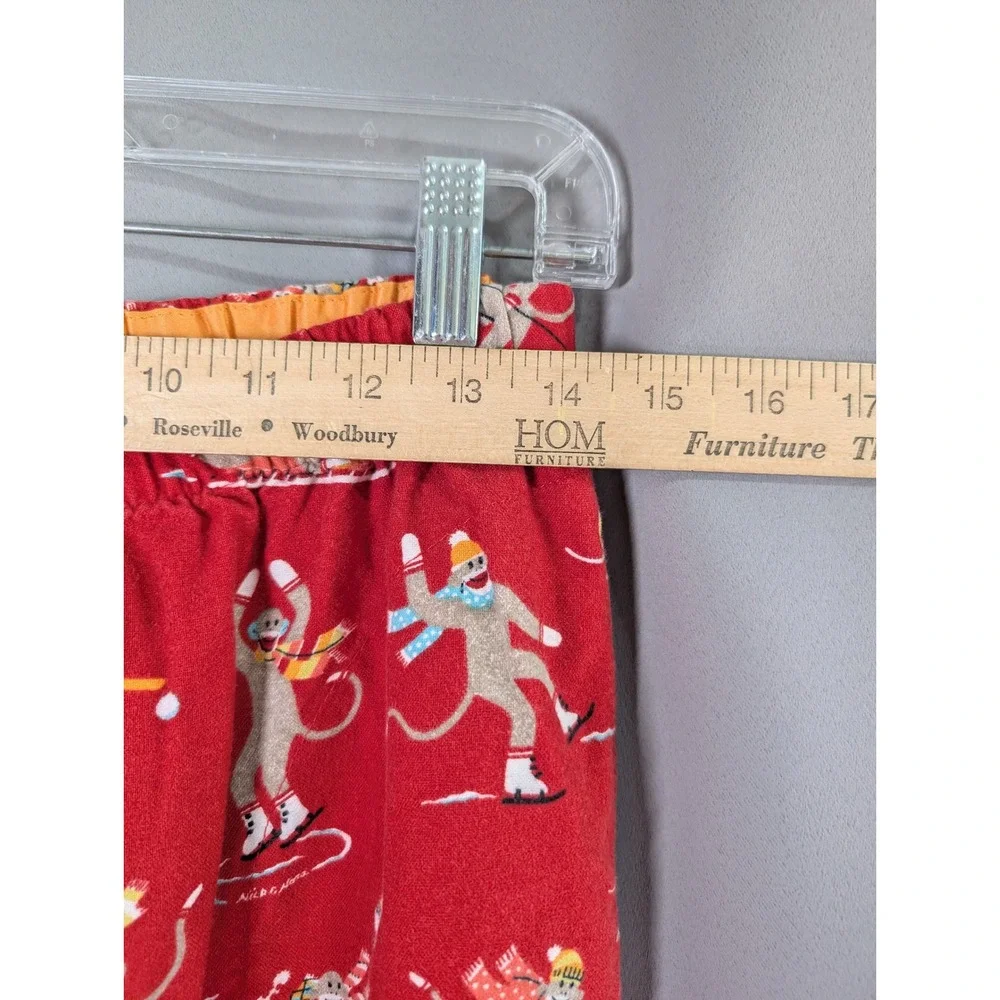 Nick &‎ Nora Flannel Pajama Set Womens S Red Sock Monkey Christmas Winter